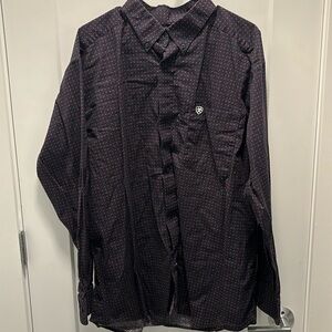 Ariat XXL Stretch Dark Blue/Red Patterned Western Long Sleeve Button Up Shirt